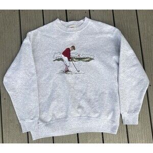 Vintage Nutmeg Mills Golf Embroidered Sweatshirt XL USA Made Gray 50/50